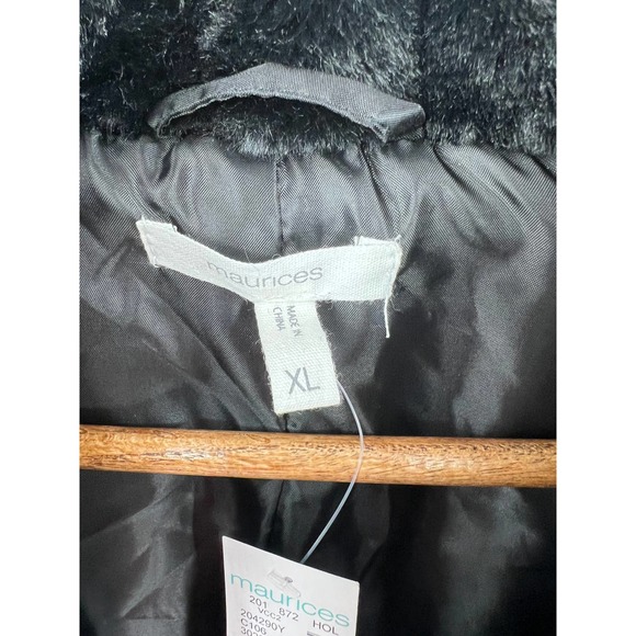 Maurice's black faux fur fully lined button front vest size XL new with tags - Picture 5 of 6